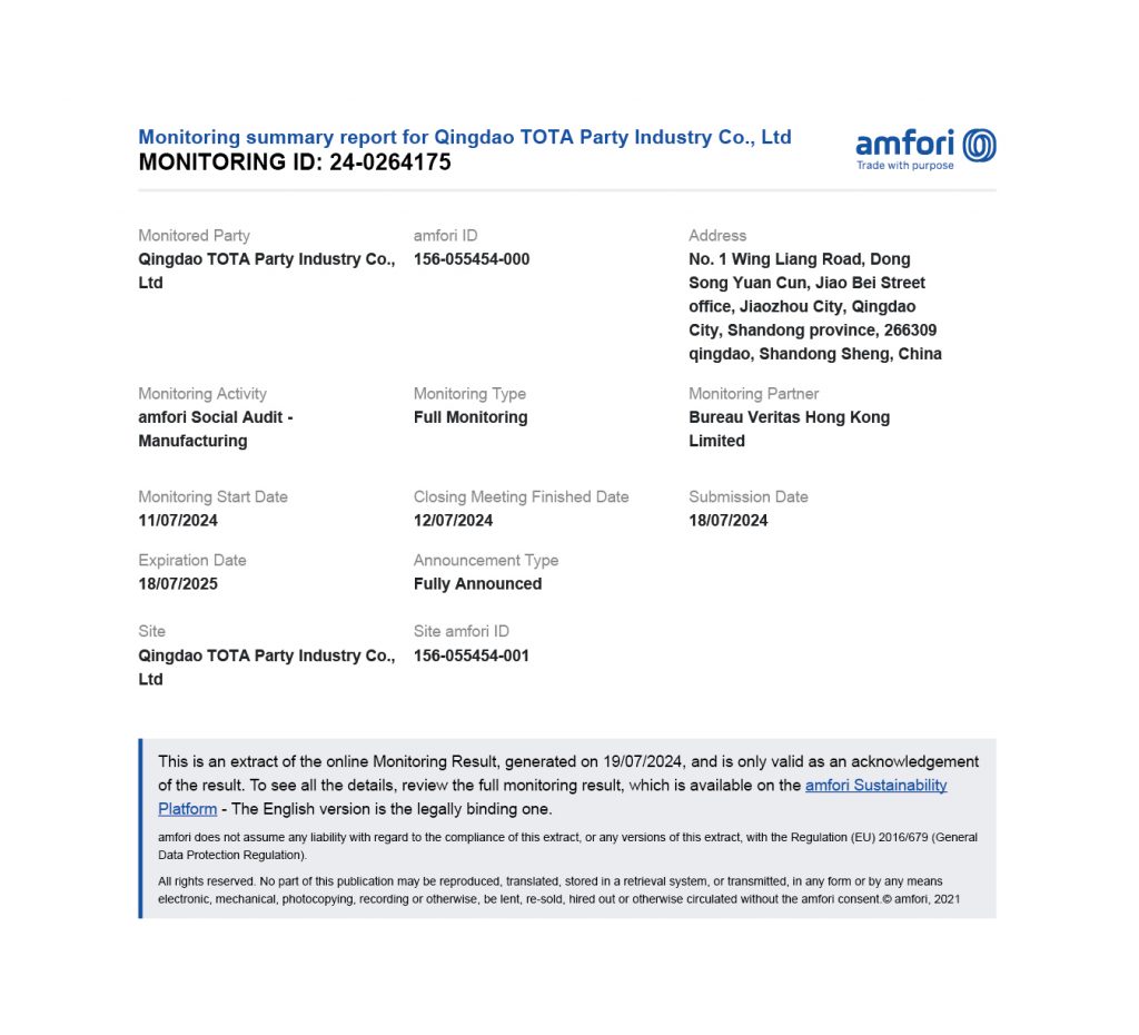 BSCI TOTA certification